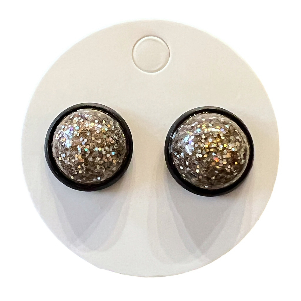 Champagne Glitter Post 12mm Mini Stud Earrings